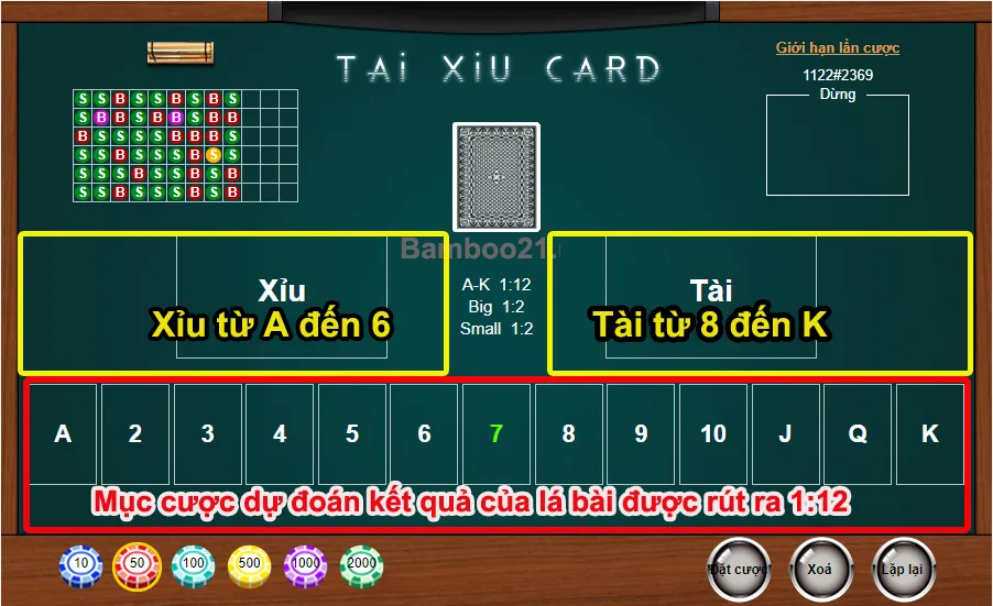 Game Tài Xỉu 1 Lá Bài BamBoo21 4 Giao Diện Game Tài Xỉu 1 Lá Bài BamBoo21