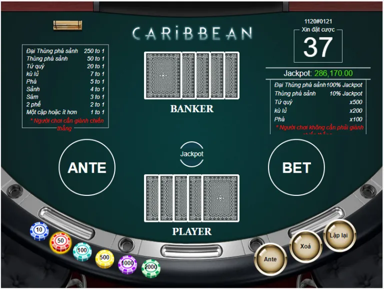 Hướng Dẫn Chơi Bài Caribbean Bamboo21 4 Giao Diện Game Bài Caribbean Bamboo21