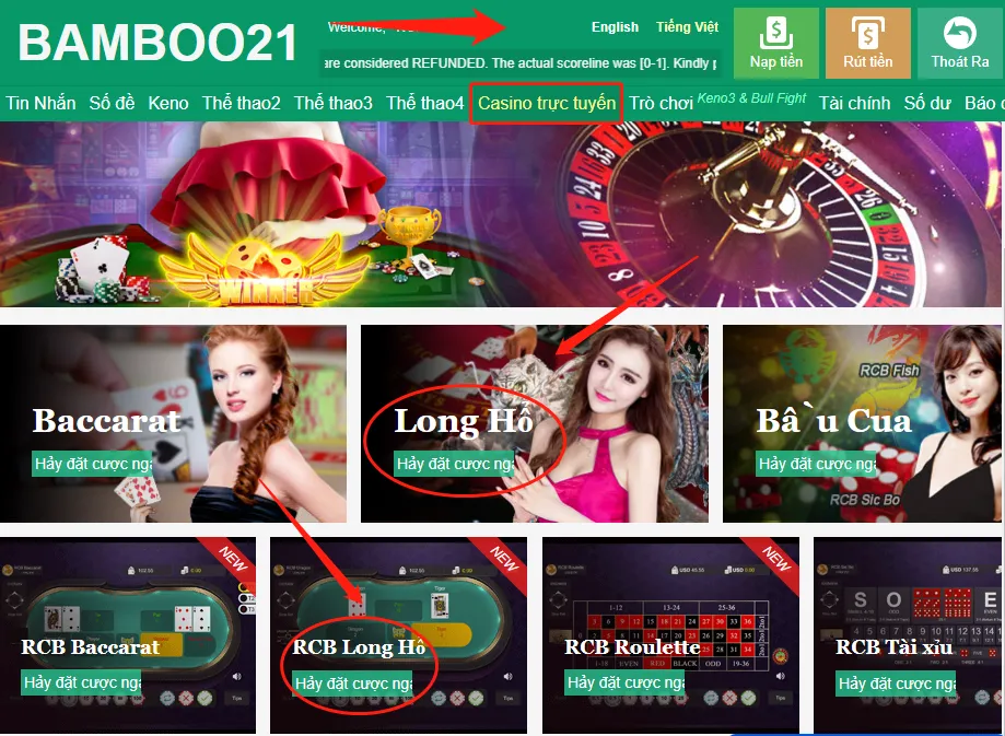 Cách Chơi Long Hổ BamBoo21 3 Hướng Dẫn Vào Game Long Hổ RCB BamBoo21